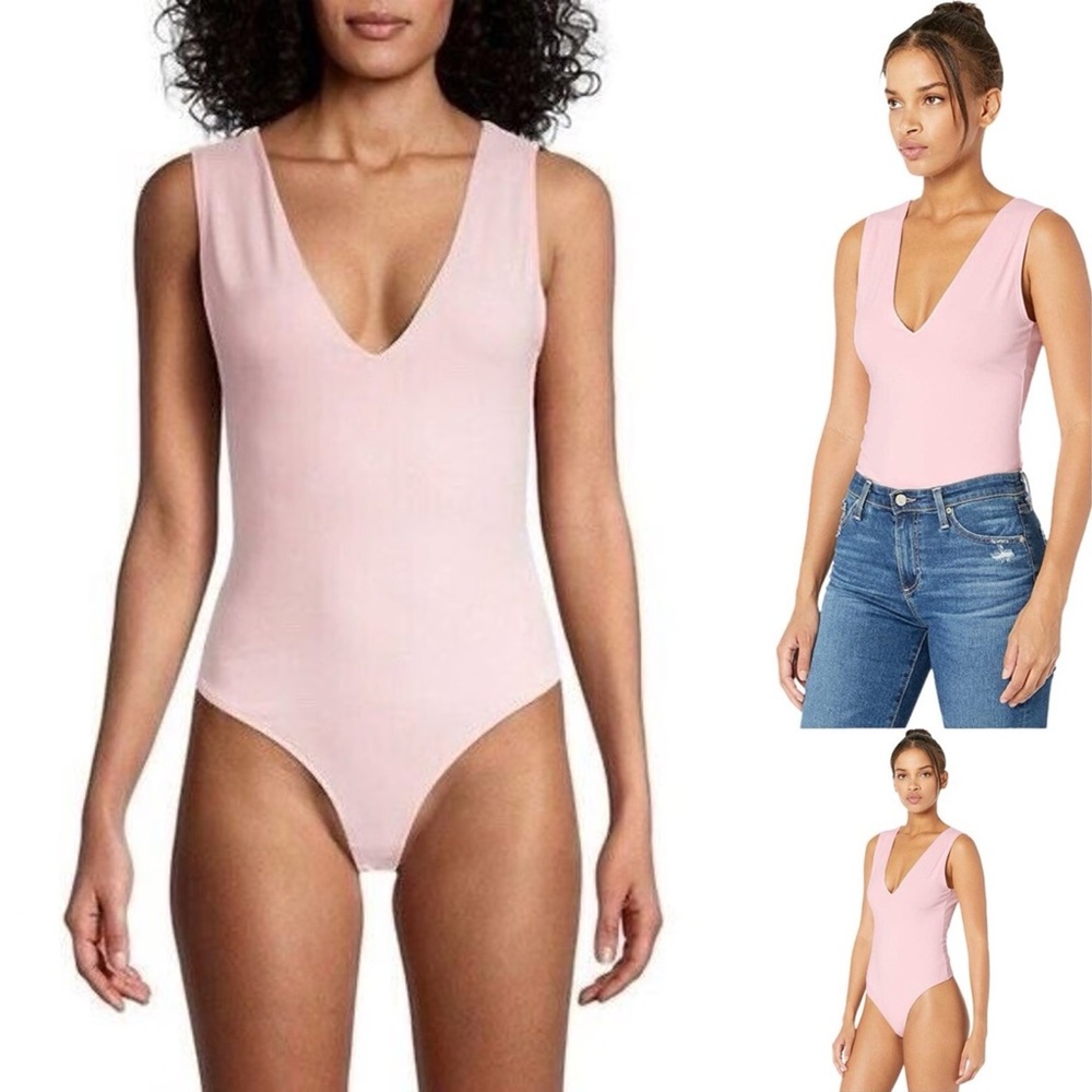 NWT | FREE PEOPLE INTIMATES ROSE PINK PLUNGE KEEP IT SLEEK SLEEVELESS BODYSUIT - Picture 3 of 10